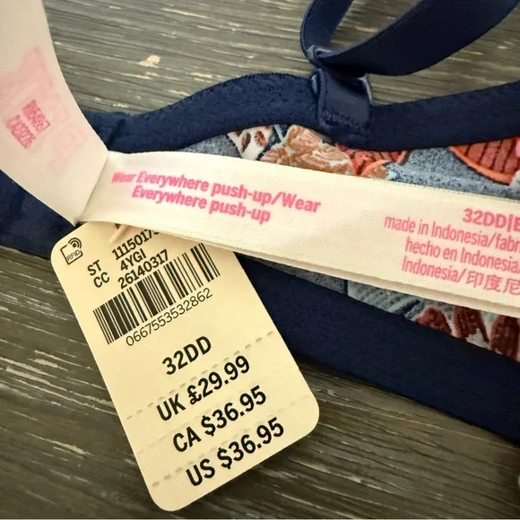 NWT Pink By Victoria's Secret Wear Everywhere Bra Push Up 32DD Tropical Botanic - Picture 6 of 8